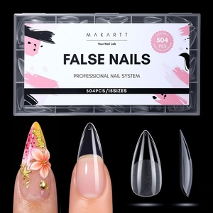image:imageMakartt Short Duck Nail Tips 504 PCS 15 Sizes with 556575 Clear Full Cover Flare Nails for PressOns DIY PMMA Soft Gel Wide Nail Tips for French 3D Nails Design Salon Home Manicure SuppliesA504 PCSmedium sharptipalmond