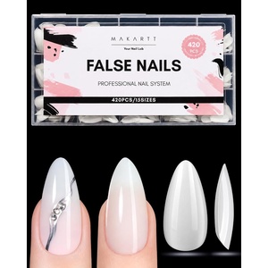 image:imageMakartt Short Square Toe Nail Tips 15 Sizes Wide Matte Full Cover Fake Toenails with EasyGrip Handle PreEtched Press On Toenails for Summer DIY Pedicure Home Salon Nail Extensions for Toes420PcsMedium ALmond White Nails