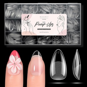 image:imageMakartt Short amp Medium Almond Nail Tips 2 Lengths in 1 Box Clear Full Cover Fake Nails with 15 Sizes PreEtched Soft Gel Nail Tips for DIY Press On Nails Salon Nail Extensions DIY at Home 420PcsShort Almond Nails