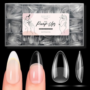 image:imageMakartt Short amp Medium Almond Nail Tips 2 Lengths in 1 Box Clear Full Cover Fake Nails with 15 Sizes PreEtched Soft Gel Nail Tips for DIY Press On Nails Salon Nail Extensions DIY at Home 420PcsMedium Almond Nails