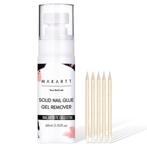 image:imageMakartt Solid Nail Glue Gel for Press on Nails Strong Gel Nail Glue for Fake Nails Long Lasting Clear Hard 3D Sculpting Gels for DIY Home and Salon Use 15ML UV Light CuredSolid Nail Glue Remover 60ML