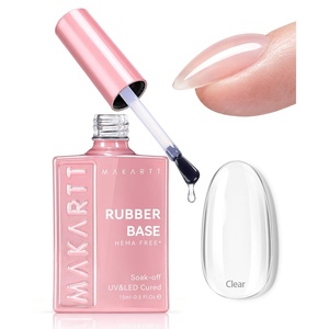 image:imageMakartt Hemafree Rubber Base Gel 6in1 Milky White Builder Rubber Gel Base Coat for Nail Strengthen Apex Building Enhance Reinforced Long Lasting Fiber Protect Soak Off UV Salon Home Manicure 15MLClear