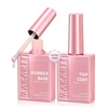 image:imageMakartt HemaFree Clear Rubber Base Top Coat Set TpoFree 6in1 Rubber Gel Polish Nude No Wipe Top Coat for Thin Nails Repair Strengthener Building LongLasting Soak Off UV Salon Home Manicure 15MLNude