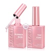 image:imageMakartt HemaFree Clear Rubber Base Top Coat Set TpoFree 6in1 Rubber Gel Polish Nude No Wipe Top Coat for Thin Nails Repair Strengthener Building LongLasting Soak Off UV Salon Home Manicure 15MLPink