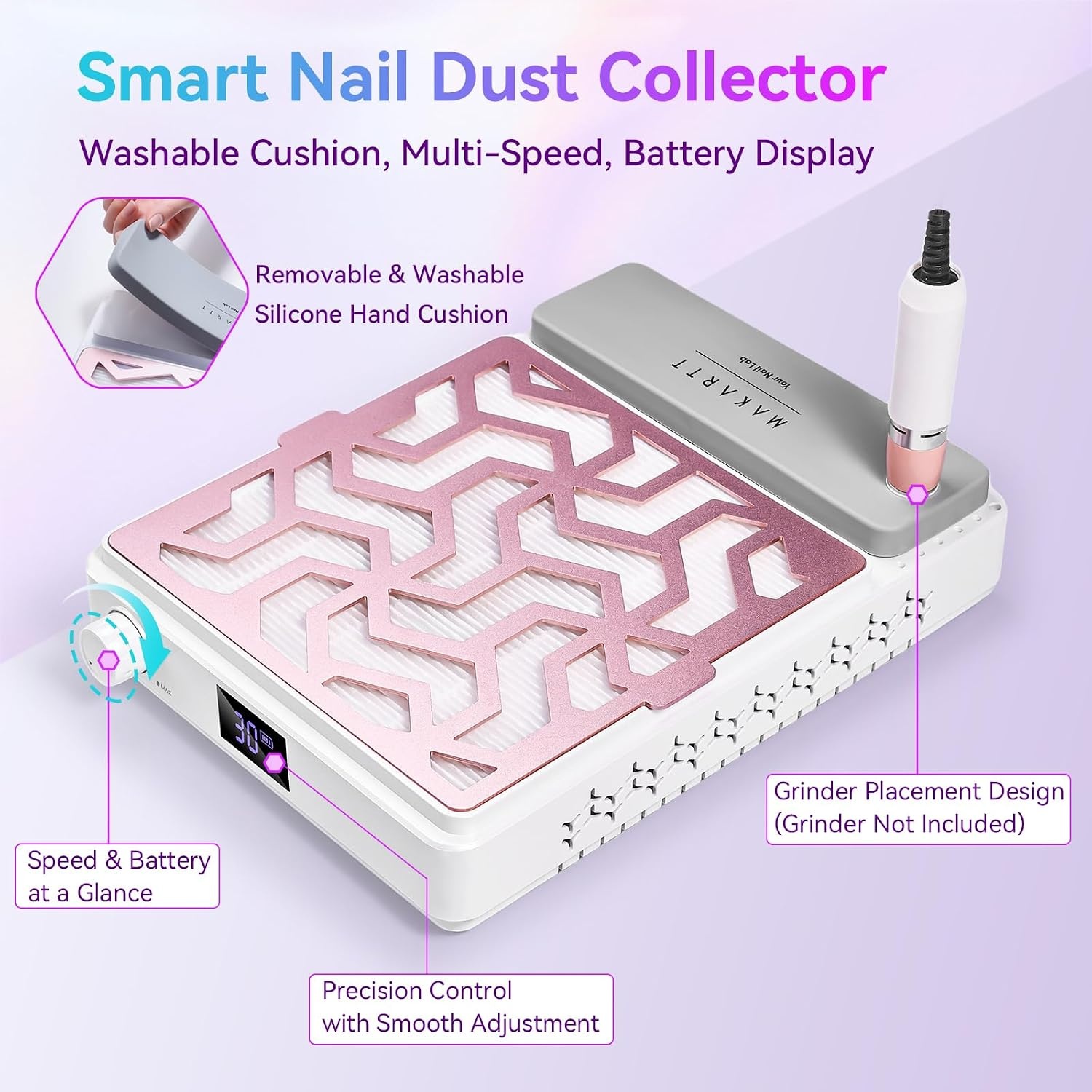 image:imageMakartt HEPA Replacement Filter  for DACCAL Nail Dust Collector 2 Pack  Reusable Nail Dust Collector filter Captures 99 Nail Dust Easy clean with hair dryer For nail dust collector vacuum WhitePink