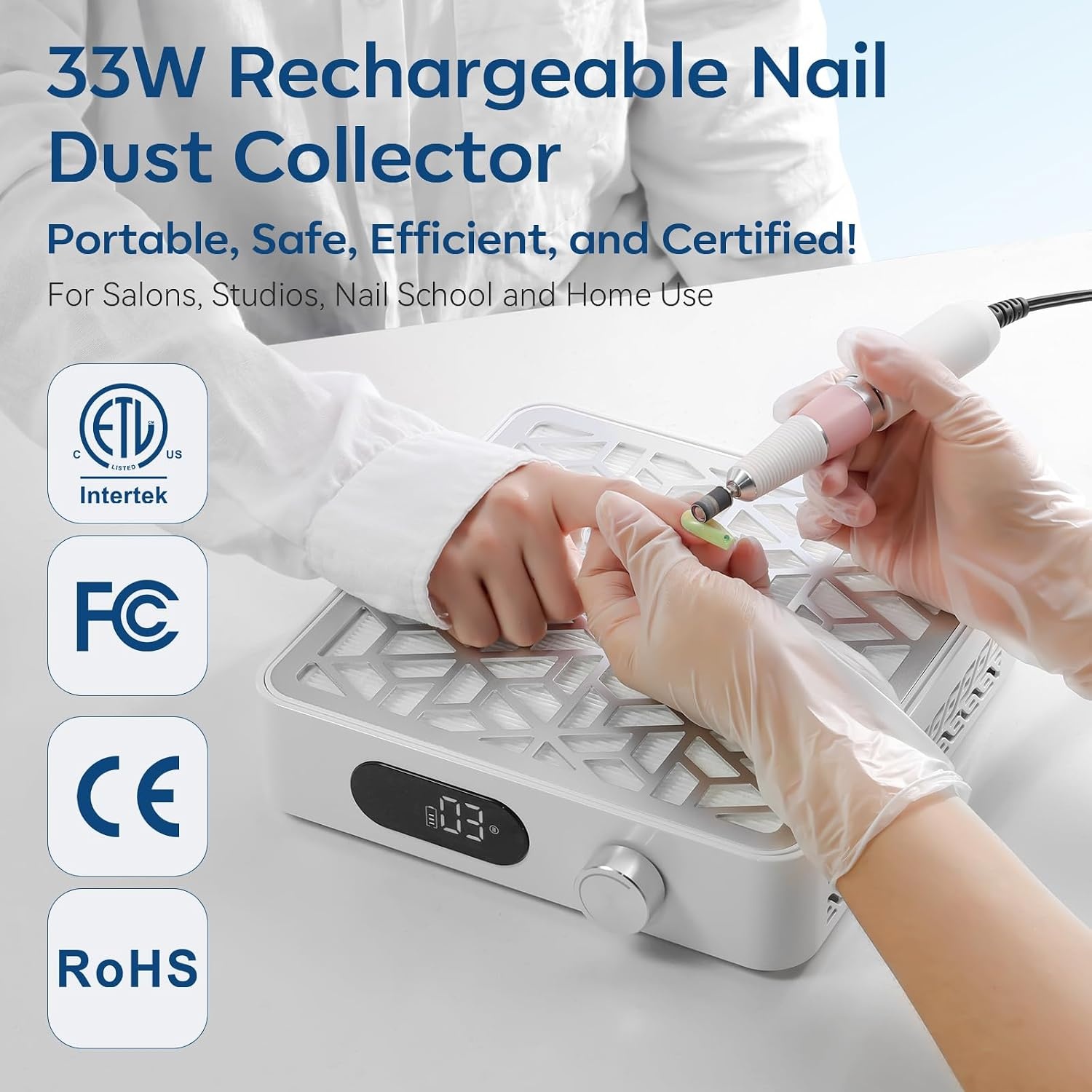 image:imageMakartt HEPA Replacement Filter  for DACCAL Nail Dust Collector 2 Pack  Reusable Nail Dust Collector filter Captures 99 Nail Dust Easy clean with hair dryer For nail dust collector vacuum WhiteRechargeable Nail Dust CollectorDACCAL