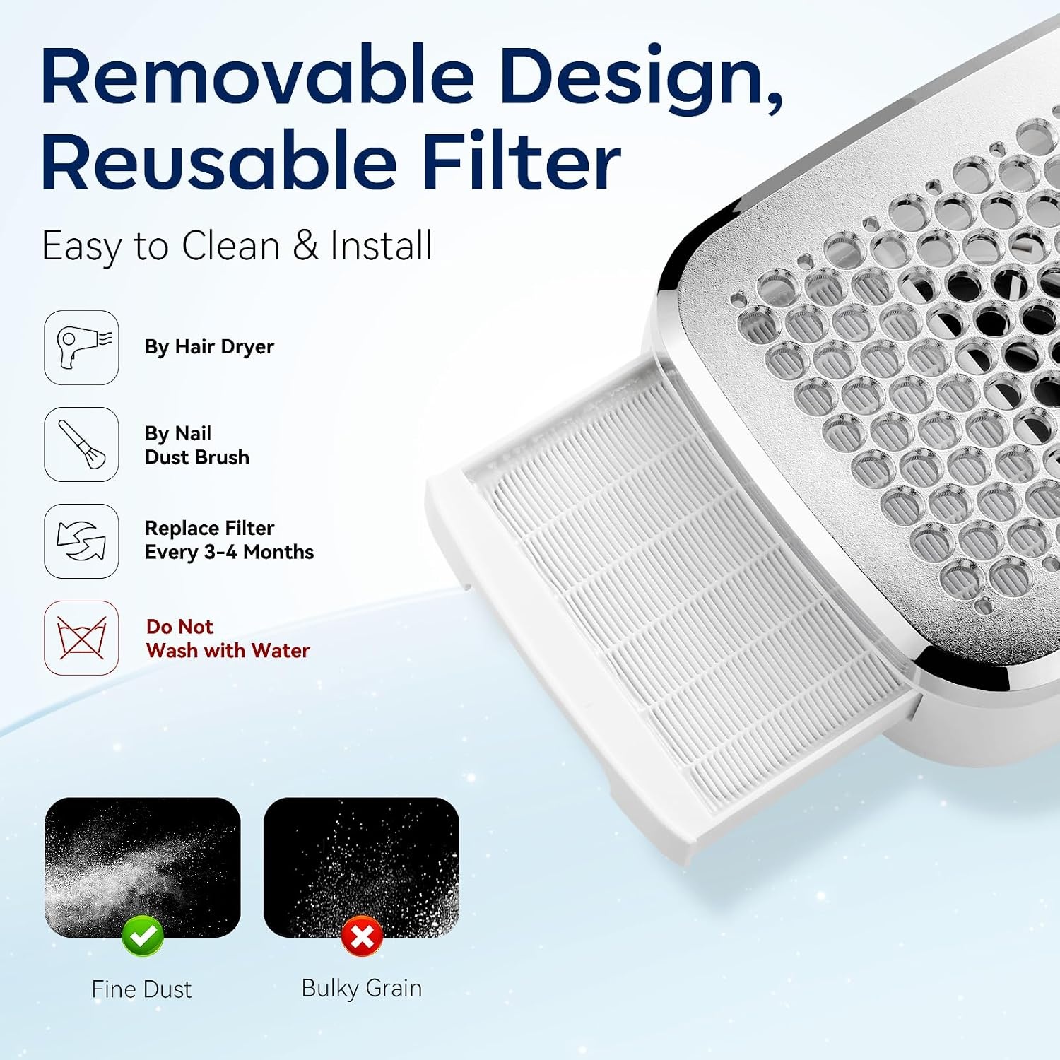 image:imageMakartt HEPA Replacement Filter  for DACCAL Nail Dust Collector 2 Pack  Reusable Nail Dust Collector filter Captures 99 Nail Dust Easy clean with hair dryer For nail dust collector vacuum WhiteRechargeable Nail Dust CollectorSYLVEE