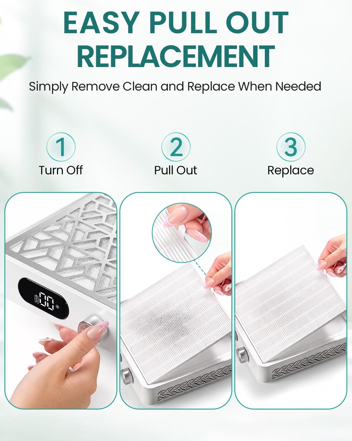image:imageMakartt HEPA Replacement Filter  for DACCAL Nail Dust Collector 2 Pack  Reusable Nail Dust Collector filter Captures 99 Nail Dust Easy clean with hair dryer For nail dust collector vacuum WhiteWhite
