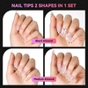image:imageMakartt Long Almond amp XL Tapered Square Nail Tips with BuiltIn Shaping Guides 2 Shapes in 1 Box15 Sizes PreEtched Matte Inside False Nails for Nail Extension DIY Salon Manicure Supplies 384pcsShort Almond  Medium Almond