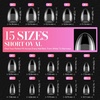 image:imageMakartt Long Almond amp XL Tapered Square Nail Tips with BuiltIn Shaping Guides 2 Shapes in 1 Box15 Sizes PreEtched Matte Inside False Nails for Nail Extension DIY Salon Manicure Supplies 384pcsShort Oval  Short Square
