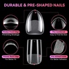 image:imageMakartt Long Almond amp XL Tapered Square Nail Tips with BuiltIn Shaping Guides 2 Shapes in 1 Box15 Sizes PreEtched Matte Inside False Nails for Nail Extension DIY Salon Manicure Supplies 384pcsShort Oval  Short Square