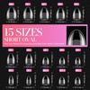 image:imageMakartt Long Almond amp XL Tapered Square Nail Tips with BuiltIn Shaping Guides 2 Shapes in 1 Box15 Sizes PreEtched Matte Inside False Nails for Nail Extension DIY Salon Manicure Supplies 384pcsShort Oval  Medium Square