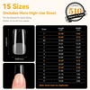 image:imageMakartt Long Almond amp XL Tapered Square Nail Tips with BuiltIn Shaping Guides 2 Shapes in 1 Box15 Sizes PreEtched Matte Inside False Nails for Nail Extension DIY Salon Manicure Supplies 384pcsMedium Square Nails