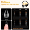 image:imageMakartt Long Almond amp XL Tapered Square Nail Tips with BuiltIn Shaping Guides 2 Shapes in 1 Box15 Sizes PreEtched Matte Inside False Nails for Nail Extension DIY Salon Manicure Supplies 384pcsMedium Almond Nails