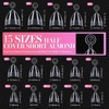 image:imageMakartt Long Almond amp XL Tapered Square Nail Tips with BuiltIn Shaping Guides 2 Shapes in 1 Box15 Sizes PreEtched Matte Inside False Nails for Nail Extension DIY Salon Manicure Supplies 384pcsShort Almond  Short Tapered Square