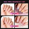 image:imageMakartt Long Almond amp XL Tapered Square Nail Tips with BuiltIn Shaping Guides 2 Shapes in 1 Box15 Sizes PreEtched Matte Inside False Nails for Nail Extension DIY Salon Manicure Supplies 384pcsShort Oval  Short Square