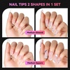 image:imageMakartt Long Almond amp XL Tapered Square Nail Tips with BuiltIn Shaping Guides 2 Shapes in 1 Box15 Sizes PreEtched Matte Inside False Nails for Nail Extension DIY Salon Manicure Supplies 384pcsMedium Almond  Medium Square