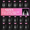 image:imageMakartt Long Almond amp XL Tapered Square Nail Tips with BuiltIn Shaping Guides 2 Shapes in 1 Box15 Sizes PreEtched Matte Inside False Nails for Nail Extension DIY Salon Manicure Supplies 384pcsMedium Almond  Medium Square