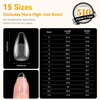 image:imageMakartt Long Almond amp XL Tapered Square Nail Tips with BuiltIn Shaping Guides 2 Shapes in 1 Box15 Sizes PreEtched Matte Inside False Nails for Nail Extension DIY Salon Manicure Supplies 384pcsShort Almond Nails