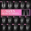image:imageMakartt Short Square Half Cover Nail Tips 15 Sizes PreEtched 504 PCS  PMMA Soak Off Soft Gel No C Curve Pre Etched Well for Adhesion Easygrip Handle Suitable for Salon DIY Overlay ManicuresMedium Almond504 Pcs