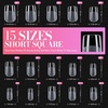 image:imageMakartt Short Square Half Cover Nail Tips 15 Sizes PreEtched 504 PCS  PMMA Soak Off Soft Gel No C Curve Pre Etched Well for Adhesion Easygrip Handle Suitable for Salon DIY Overlay ManicuresShort Square504 Pcs