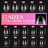 image:imageMakartt Short Square Half Cover Nail Tips 15 Sizes PreEtched 504 PCS  PMMA Soak Off Soft Gel No C Curve Pre Etched Well for Adhesion Easygrip Handle Suitable for Salon DIY Overlay ManicuresExtra Medium Almond504 Pcs
